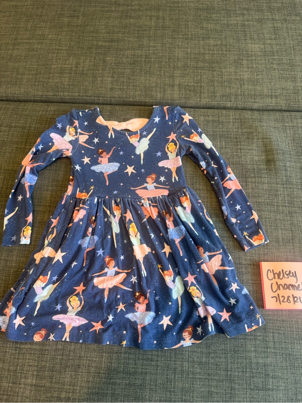 Little Sleepies navy Ballerina Star Skater Dress - Pink & Light Blue Ballet
